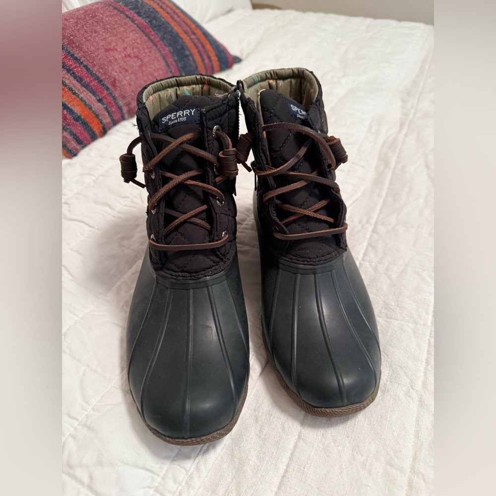 Sperry Black and Dark Brown Duck Boots